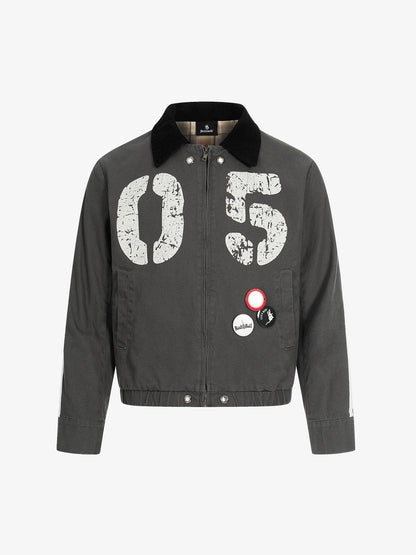 Badge Striped Boxy Fit Detroit Jacket