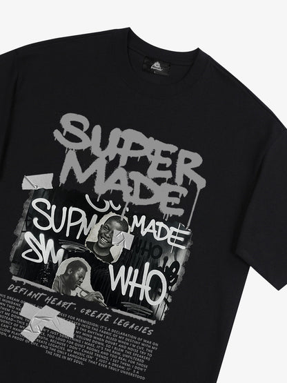 Streetwear Graffiti Character Collage Graphic T-Shirt 