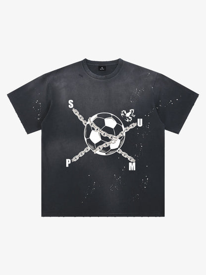 Chained Soccer Ball Graphic T-Shirt 
