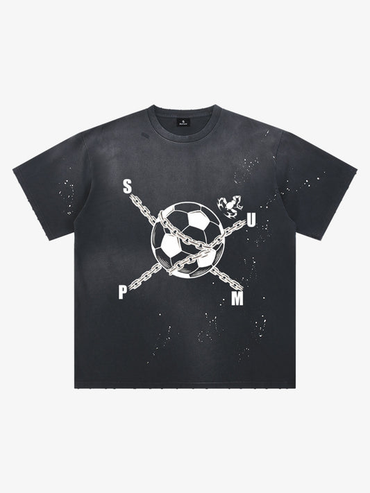 Chained Soccer Ball Graphic T-Shirt 