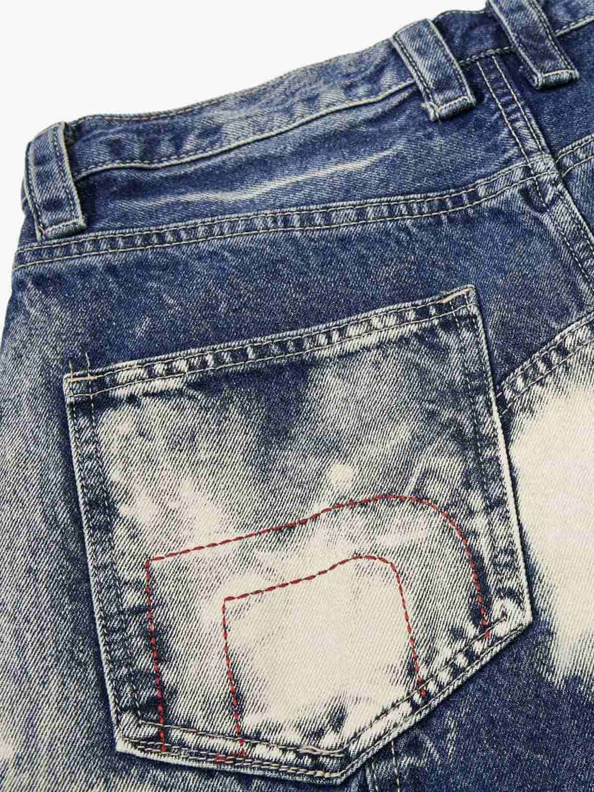 Multi-Eyelet Distressed Gradient Baggy Jeans 
