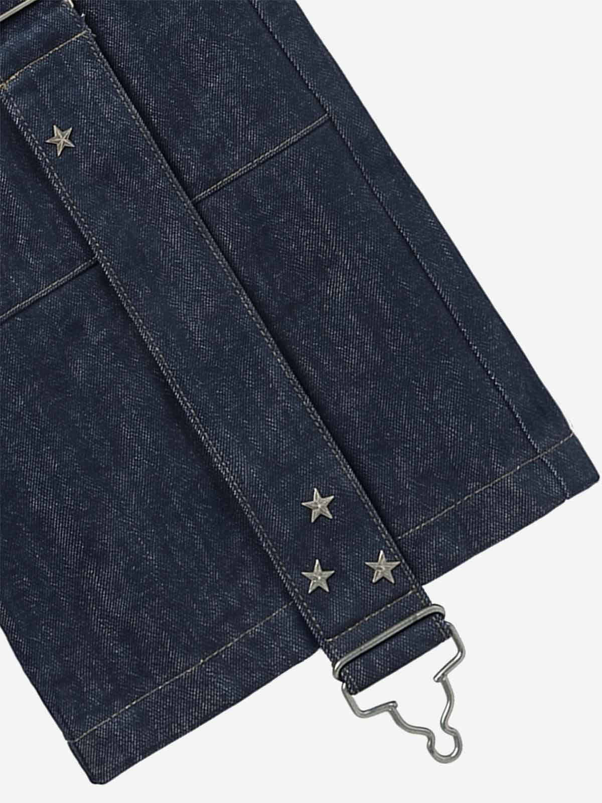 Vintage Star Studded Panel Wide Leg Shorts
