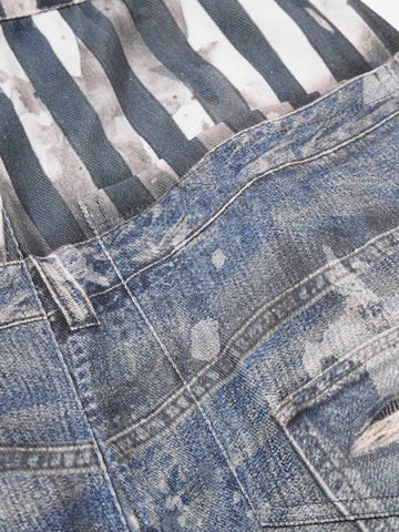 3D Double Waist Curved Jeans