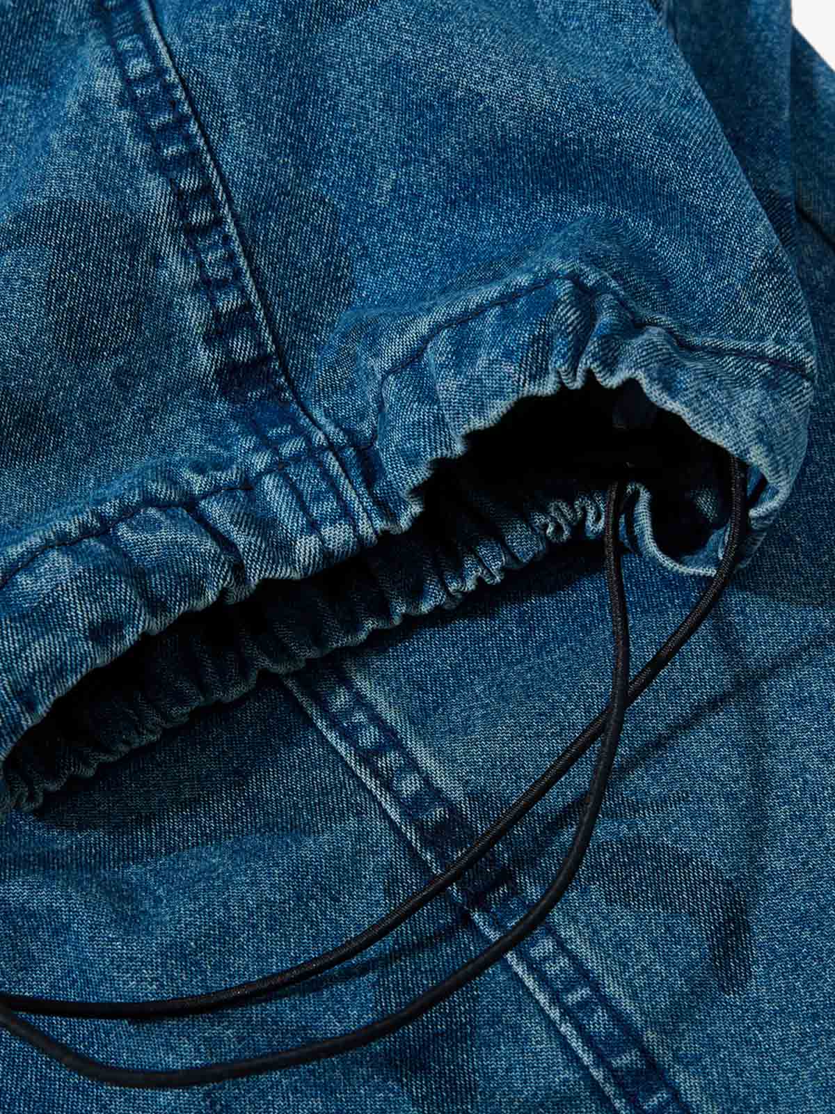 Deconstructed Washed Jeans with Graphic Print