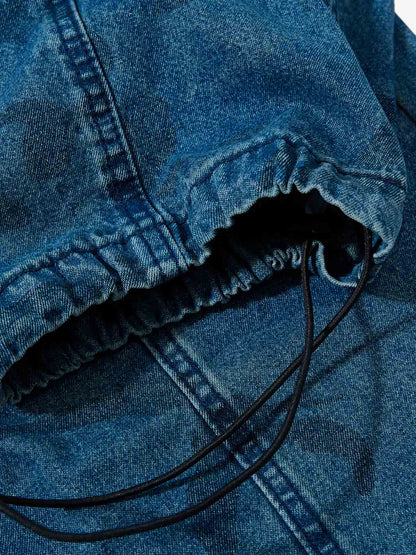 Deconstructed Washed Jeans with Graphic Print