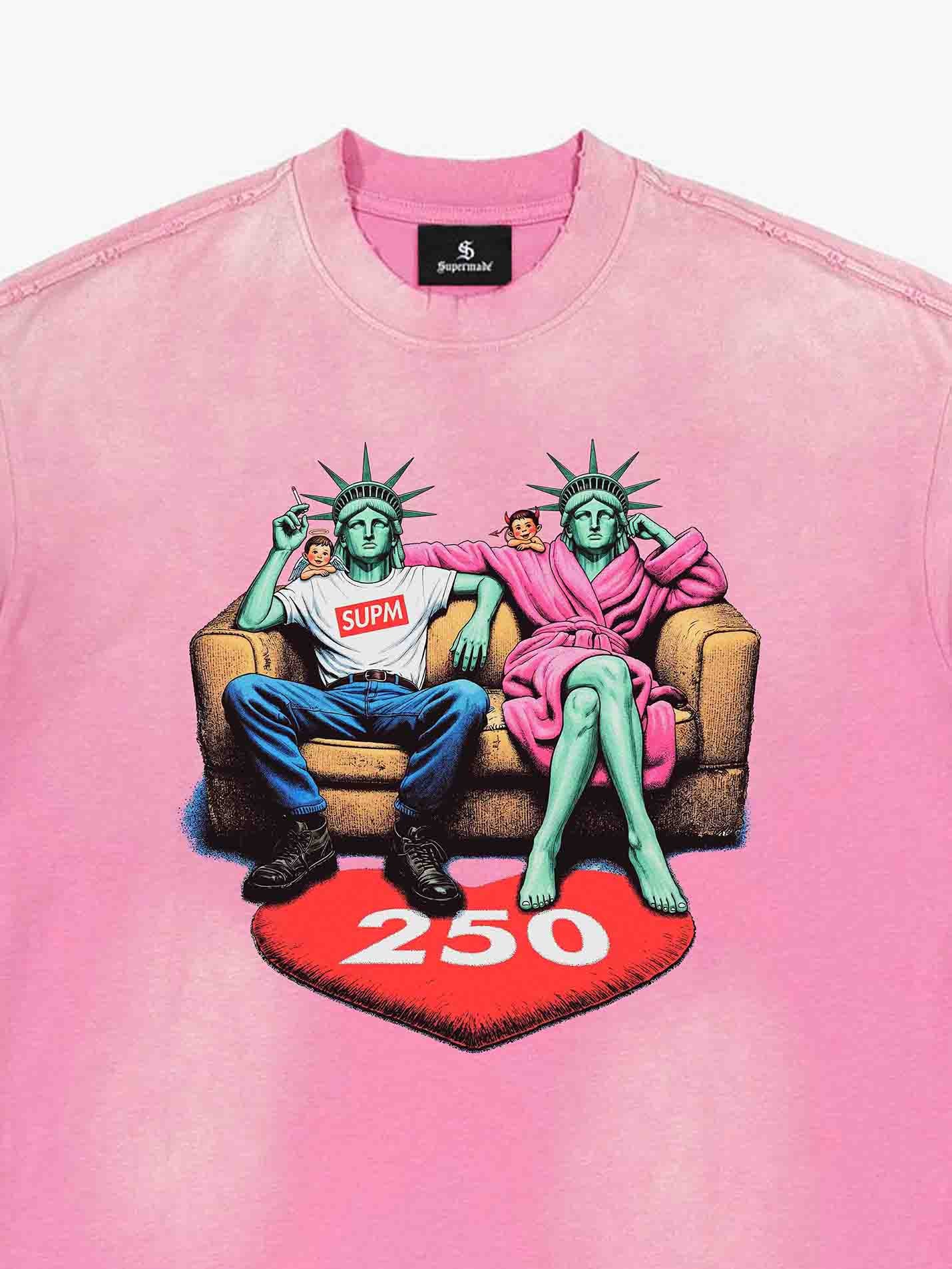 Vintage Washed Liberty Graphic Oversized T-Shirt