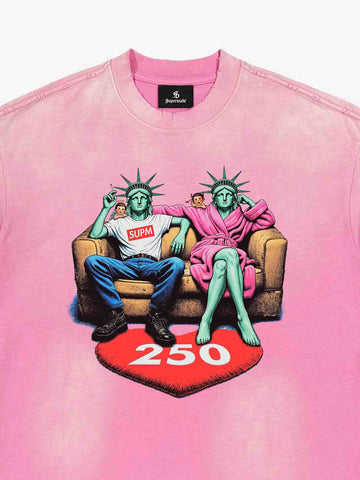 Vintage Washed Liberty Graphic Oversized T-Shirt