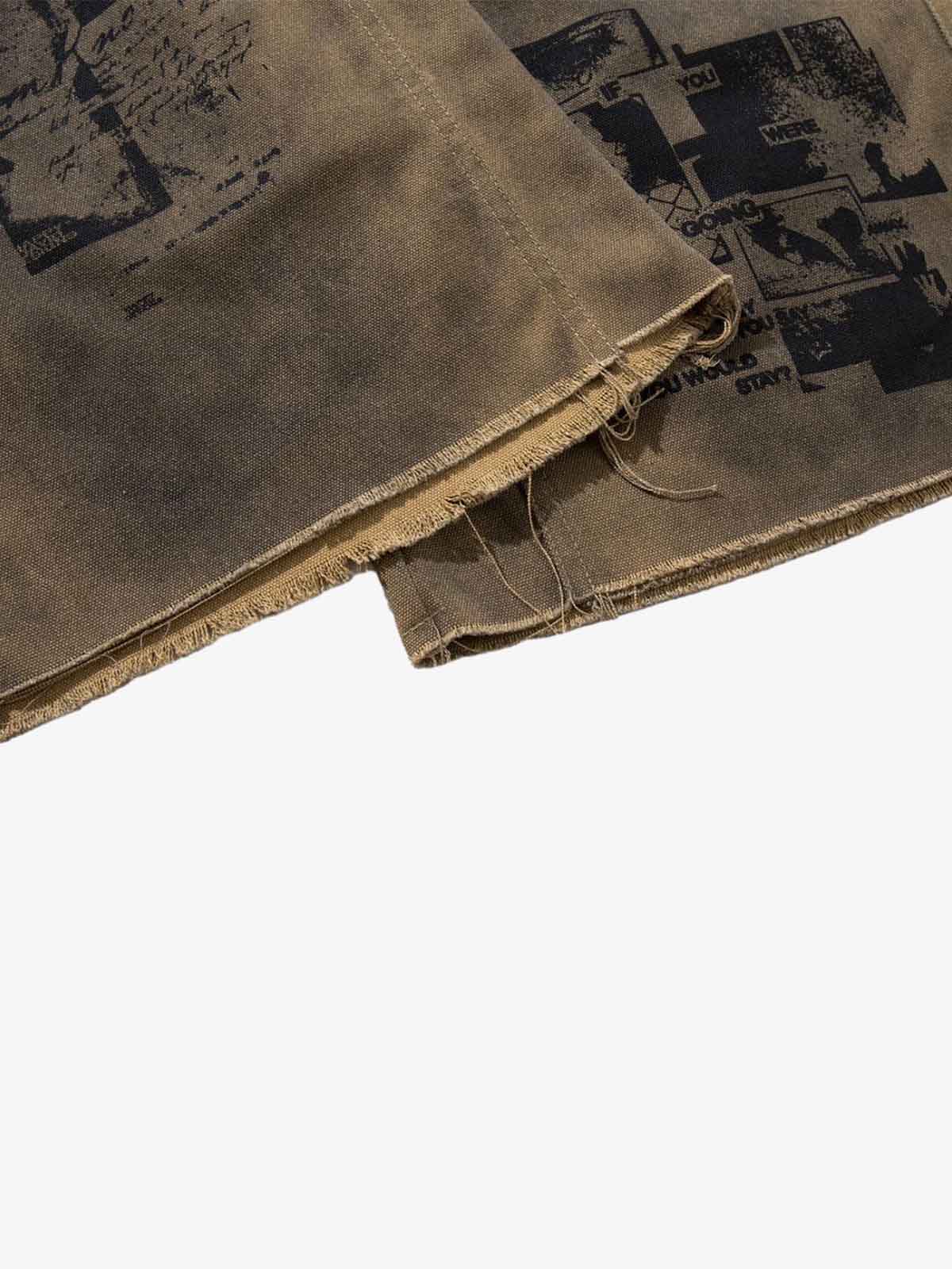 Dirty Mud Wash Print Jorts