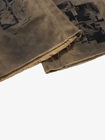 Dirty Mud Wash Print Jorts
