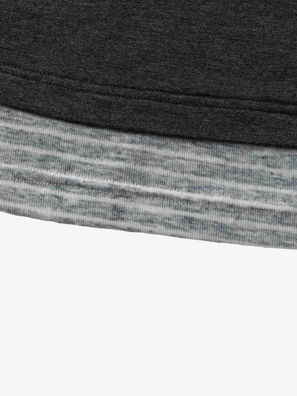 Necklace Pattern Striped Cowl Neck Long Sleeve Tee