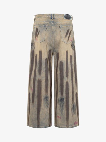 Retro Washed Brushstroke Baggy Jeans 