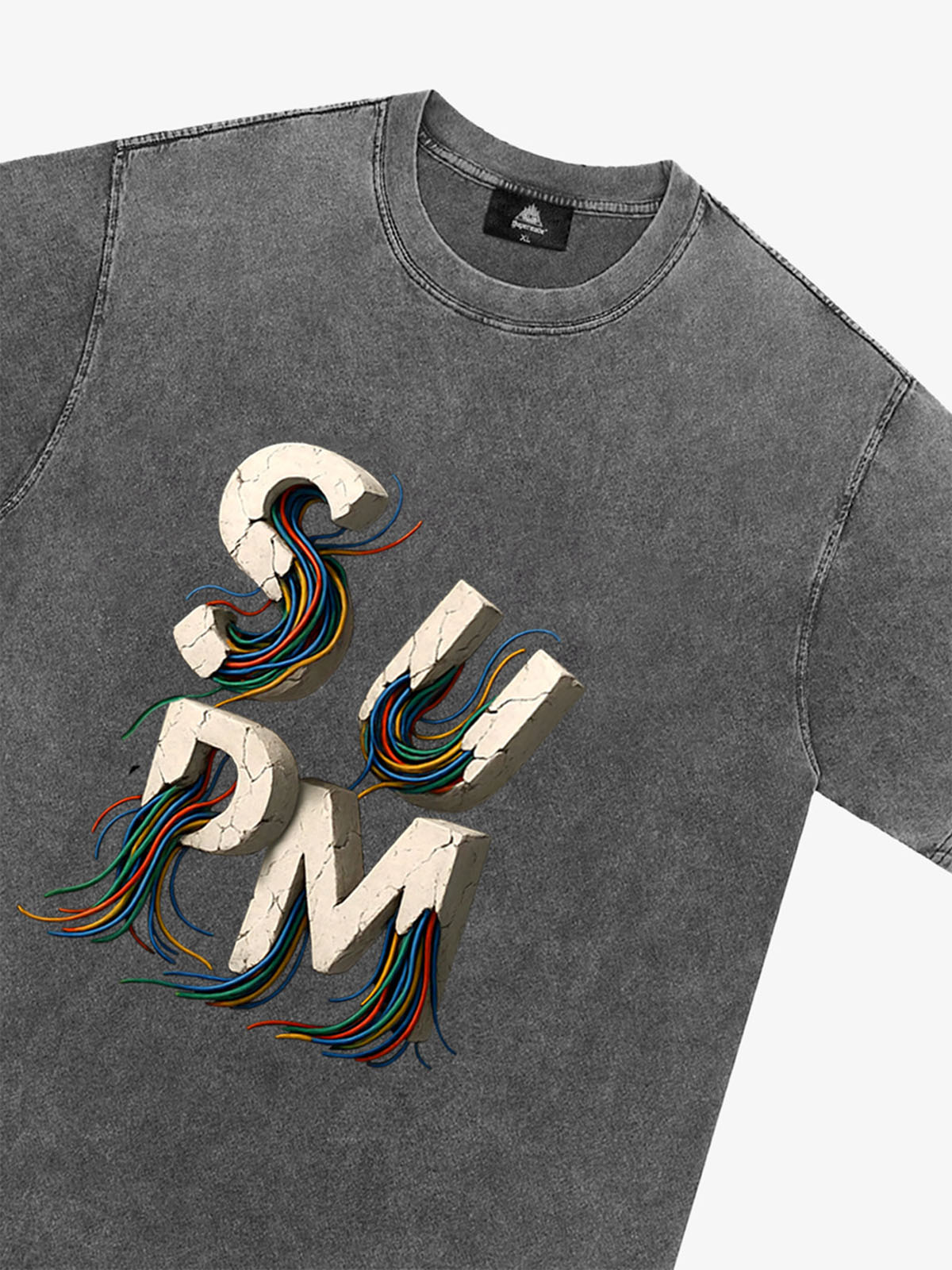 SPMD Letter Cable Graphic T-Shirt 