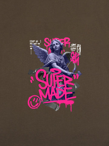 Street Pink Lucky Angel Graphic Design T-Shirt 