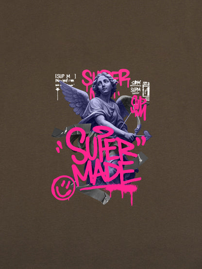 Street Pink Lucky Angel Graphic Design T-Shirt 
