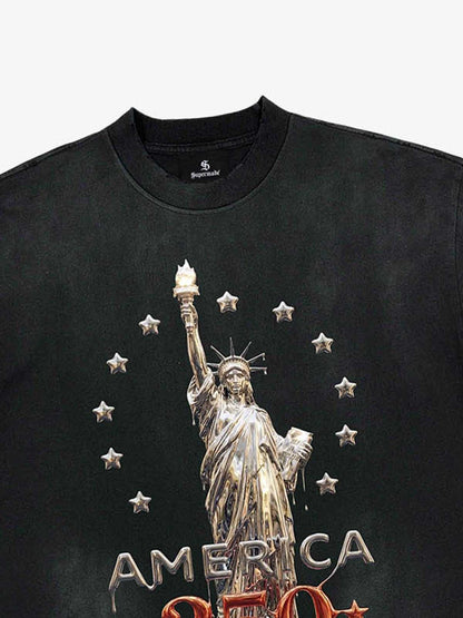 Liberty Statue Chrome Washed T-Shirt