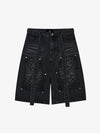 Embroidered Spiderweb Denim Shorts