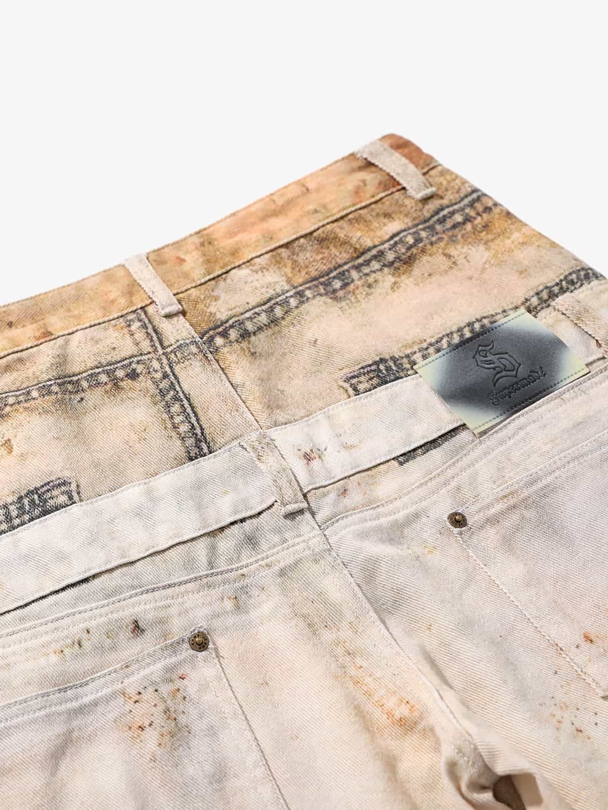 Vintage High Street Mud-Dyed Distressed Baggy Jeans 