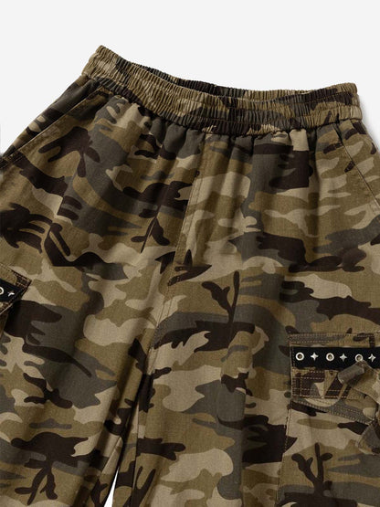 Camo Bow Lace Trim Capris Jorts