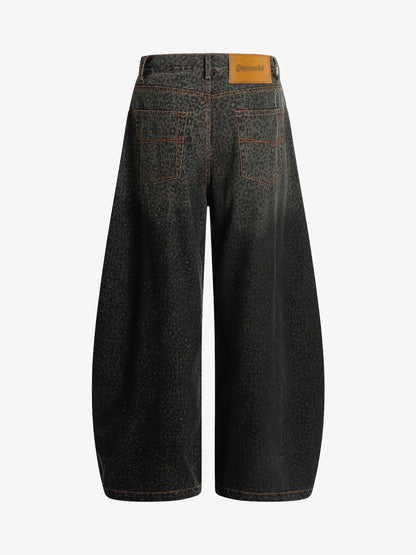 Street Leopard Print Barrel Jeans 