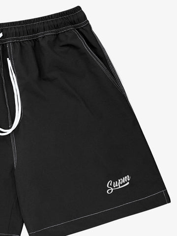 Minimalist Contrast Stitch Drawstring Shorts