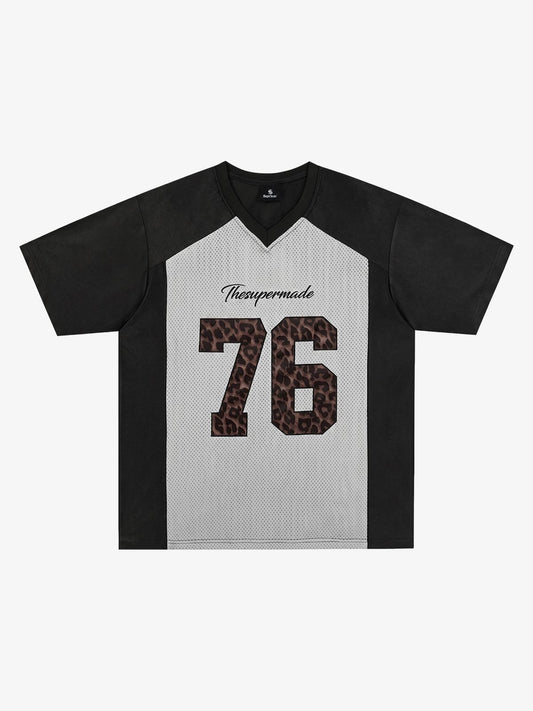 Leopard Print Mesh Football Jersey