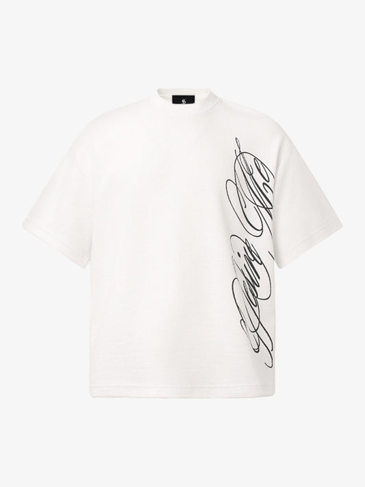Side Script Waffle Knit T-Shirt