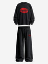 Two-Tone Embroidered Sweatshirt Set
