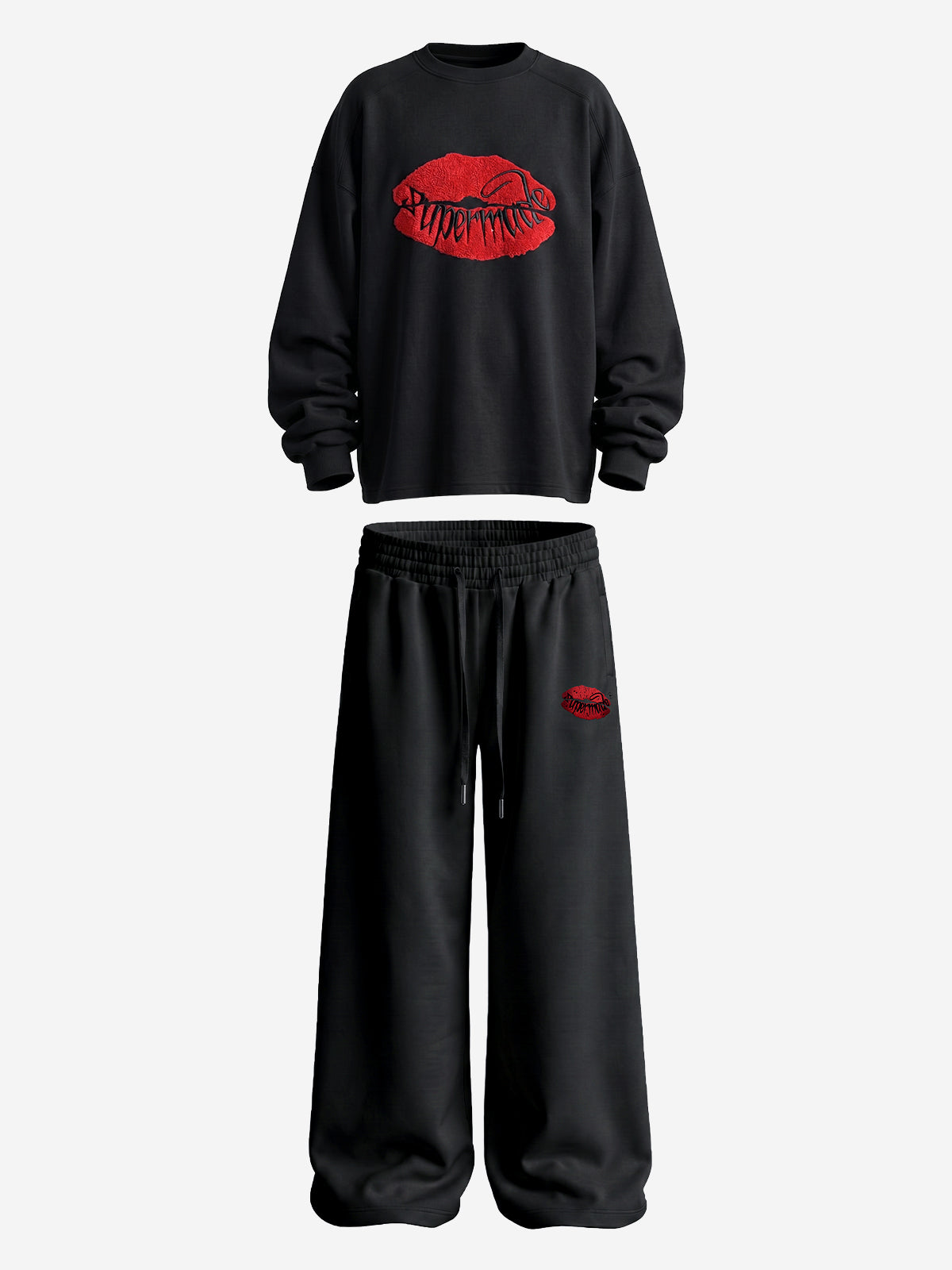 Two-Tone Embroidered Sweatshirt Set