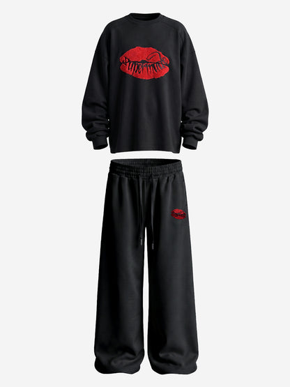 Two-Tone Embroidered Sweatshirt Set