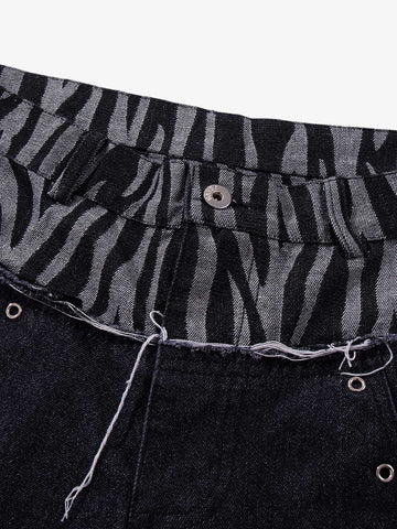 Zebra Graphic Distressed Jeans