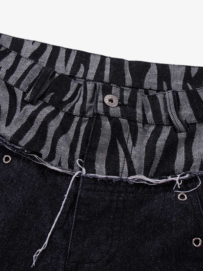 Zebra Graphic Distressed Jeans