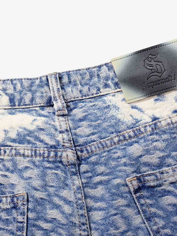 Cloud Texture Jacquard Effect Wide-Leg Jeans 