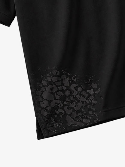 Cotton Polo Shirt with Script Logo and Leopard Print Detail