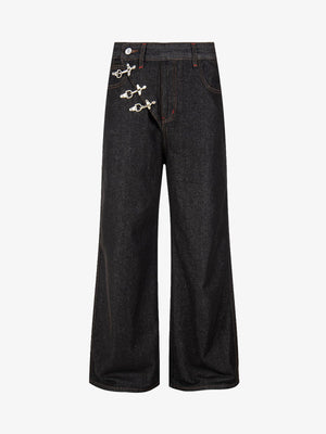 Airplane Buckle Curved Jeans