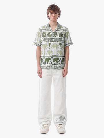Tropical Elephant Palm Cuban Shirt