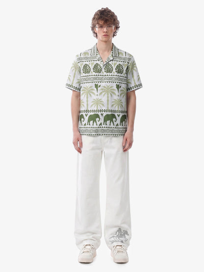 Tropical Elephant Palm Cuban Shirt