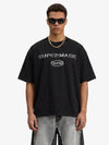 Distressed Metallic Logo Cropped T-Shirt 