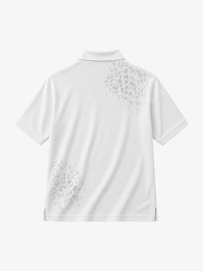 Cotton Polo Shirt with Script Logo and Leopard Print Detail