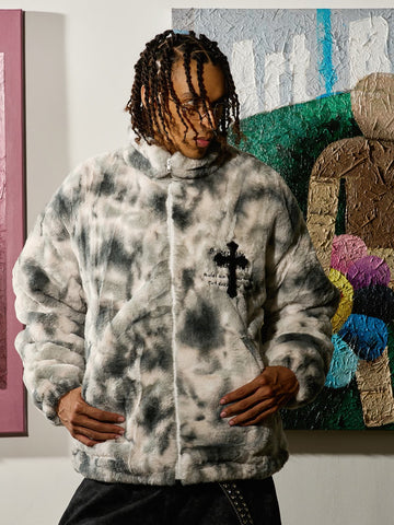 Heavy-Duty Faux Lambswool Tie-Dye Urban Jacket - 1558 