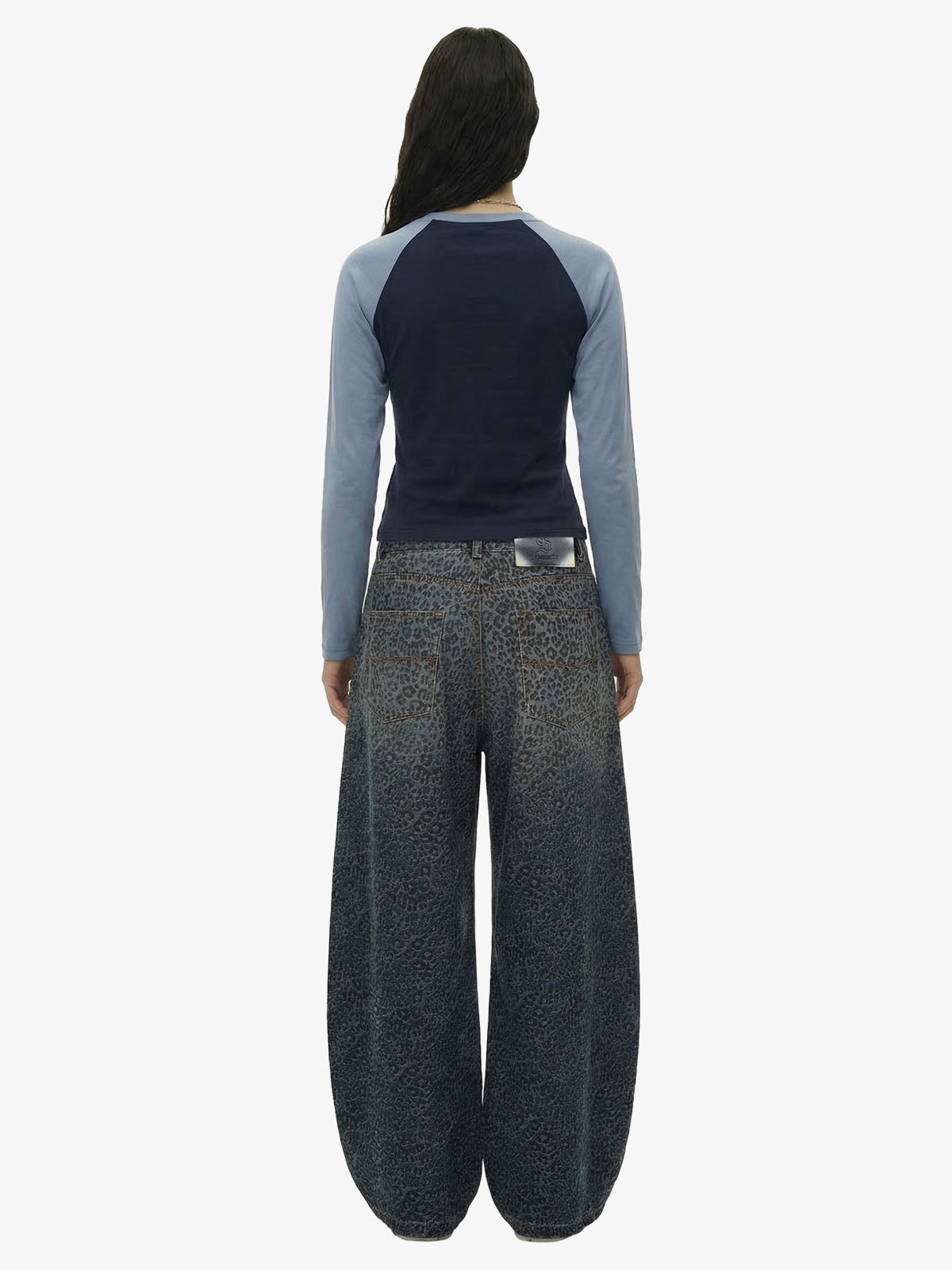 Denim Street Leopard Print Barrel Jeans - 2458 