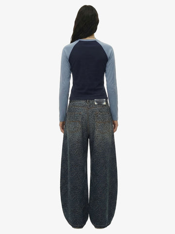 Denim Street Leopard Print Barrel Jeans - 2458 