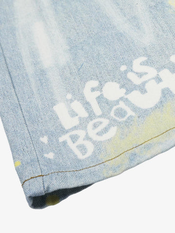 Retro Spray Graffiti Fun Straight Jeans - 2448 
