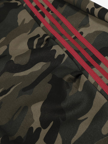 Camouflage Wide-Leg Pants with Red Stripes and Embroidery for Casual Wear 