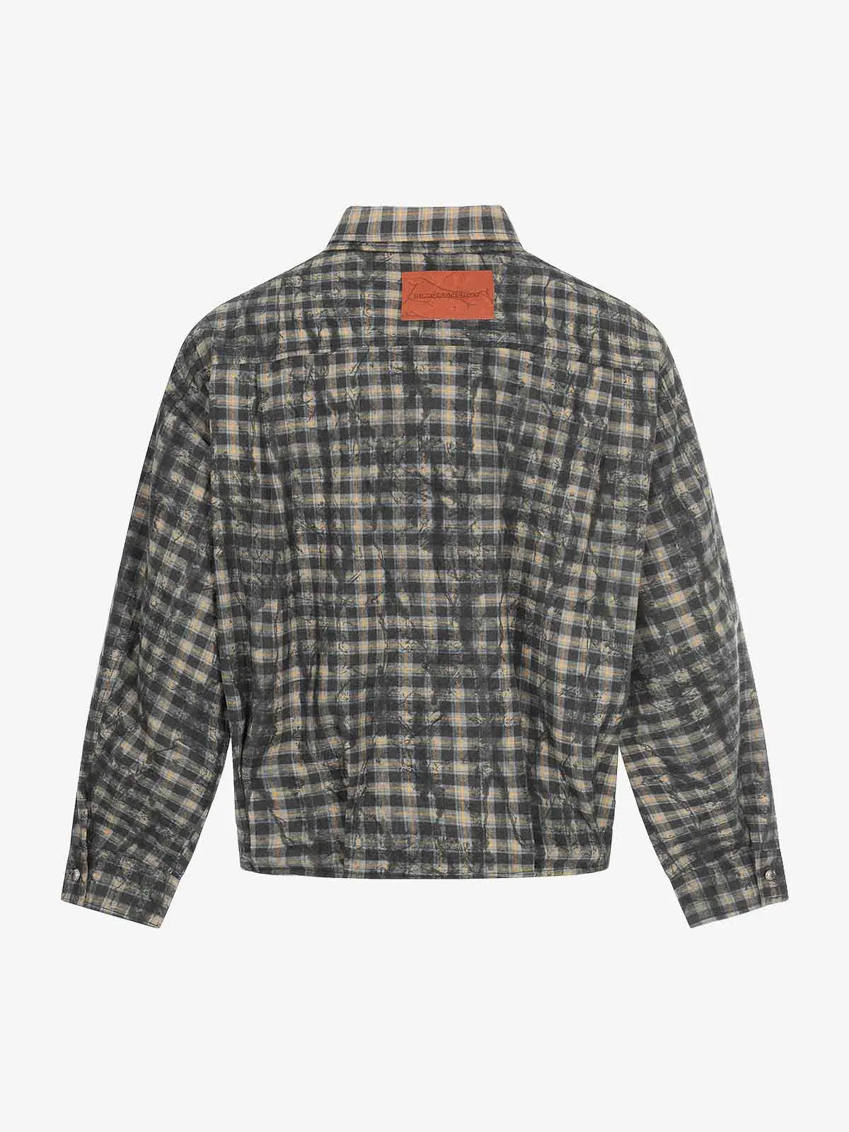 Vintage Washed Plaid Cropped Shirt Jacket 