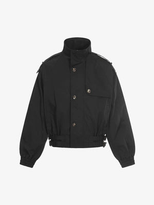 High Neck Belted Utility Cropped Jacket 