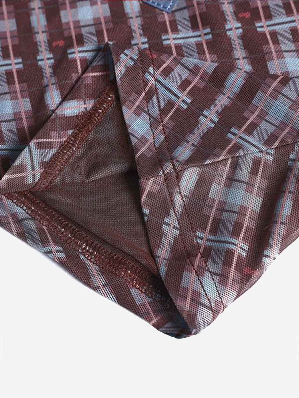 Y2K Plaid Lapel Slim-Fit T-Shirt