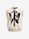 Vintage Skeleton Graphic Waffle Knit Sleeveless Vest 