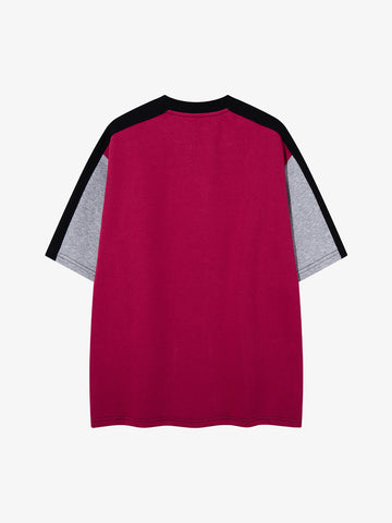 Embroidered Patchwork Collar Graphic Tee