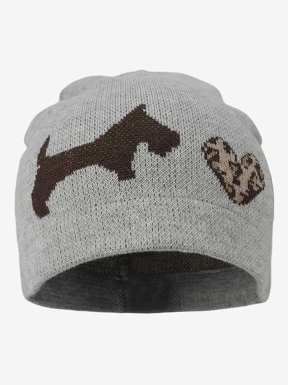 Leopard Heart & Dachshund Knit Beanie Hat 