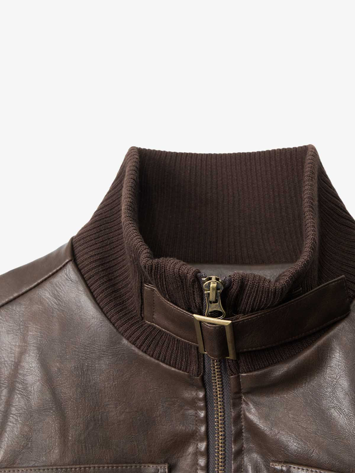 Thesupermade Faux Leather Cropped Fit Bomber Jacket